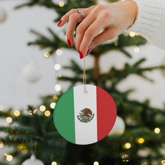Mexico Flag Inspired Circle Ceramic Ornament Made in USA Circle Ceramic Ornament (Made in USA)