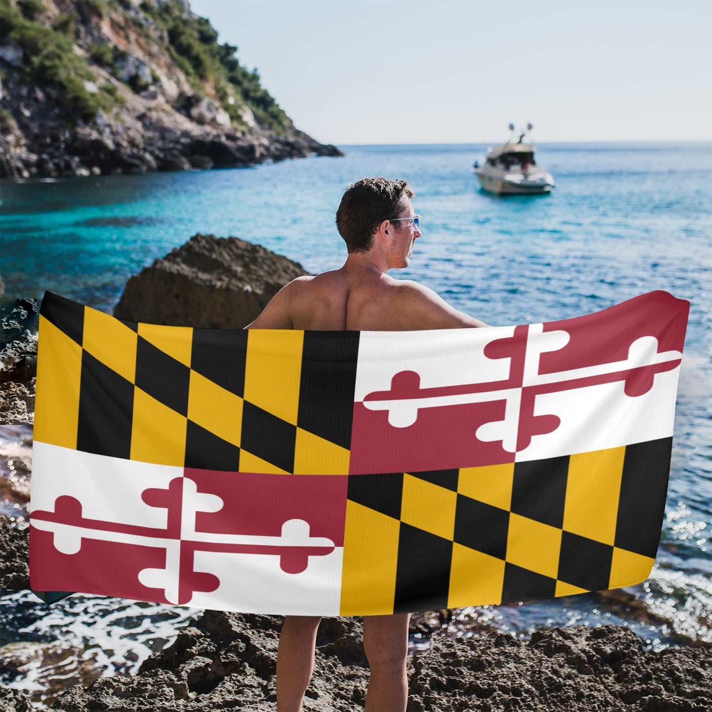 Maryland Flag Inspired Beach Towel 31"x71" (Made in USA)