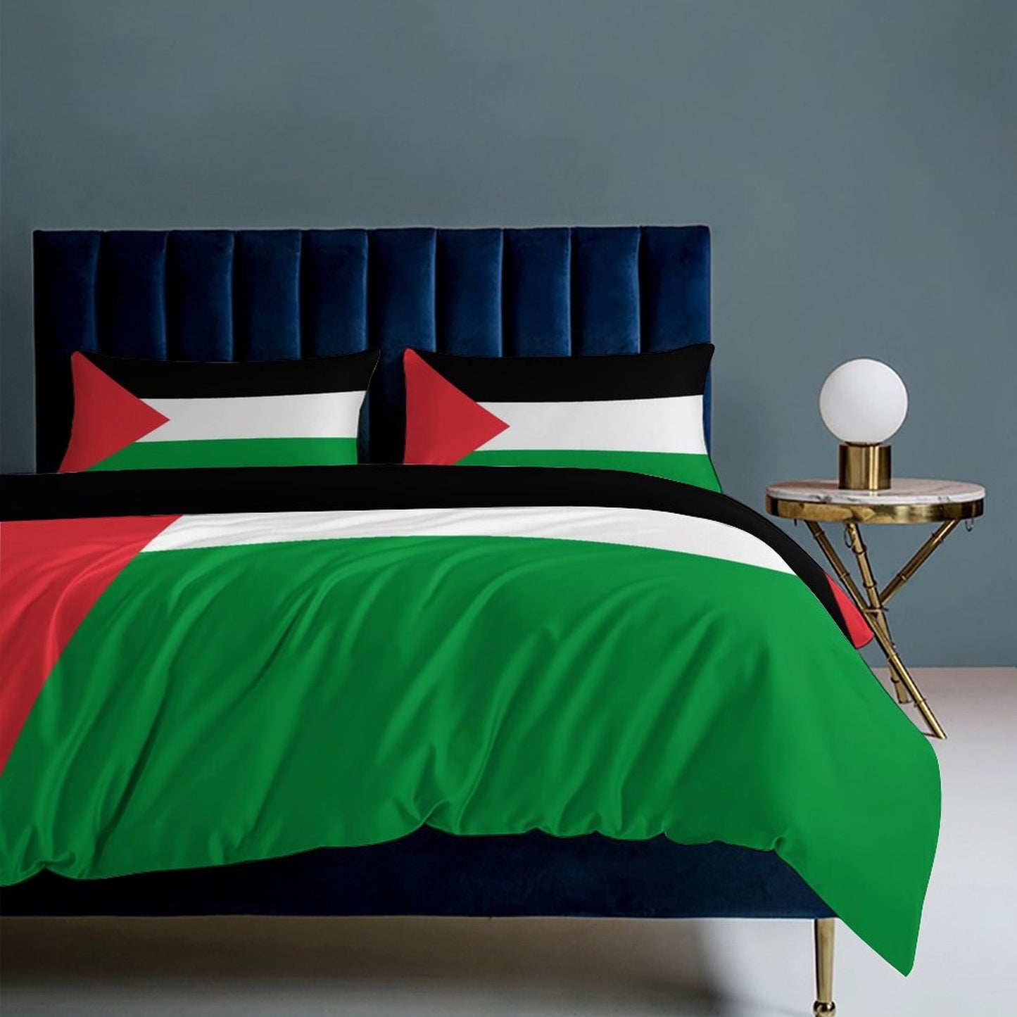 Palestine Flag Inspired 3-Piece Bedding Set (1 Duvet Cover + 2 Pillow Shams) – 102"×90"