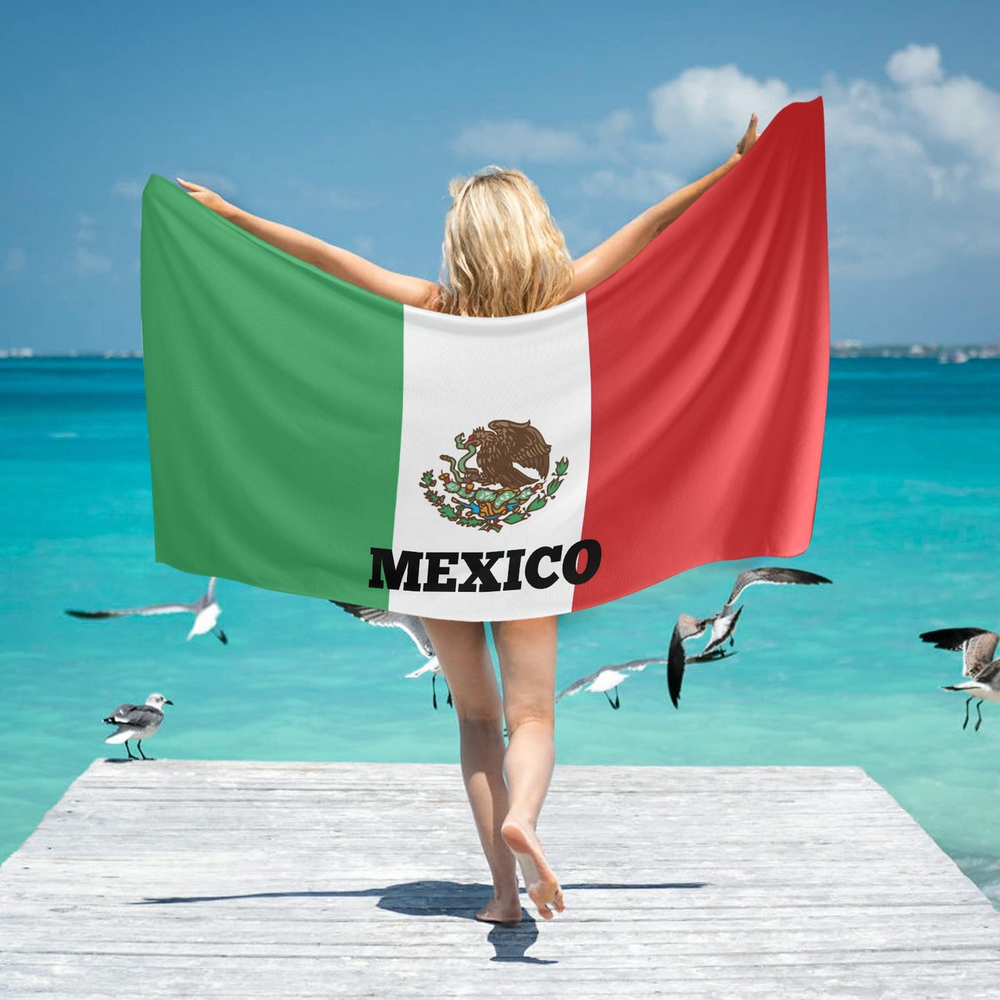 Mexico Flag Beach Towel 31"x71" (Made in USA)