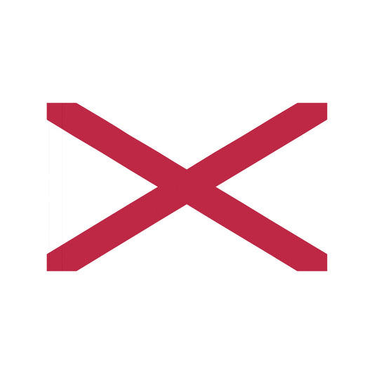 Red cross on white background, Alabama flag by Luv My Flag.