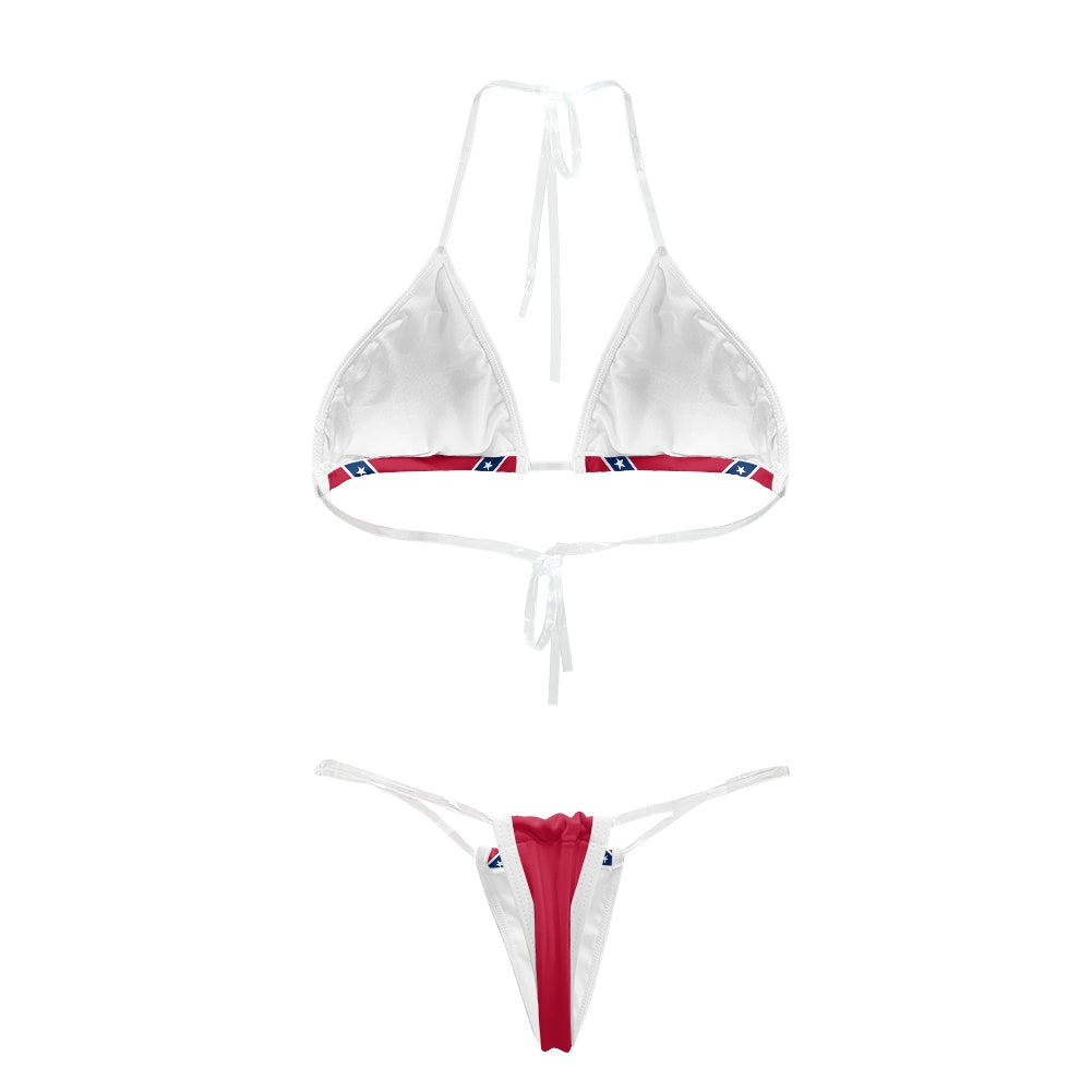 Confederate Battle Flag Inspired Transparent String Thong Bikini