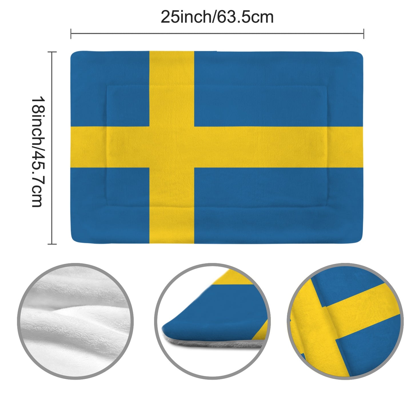 Sweden Flag Inspired Pet Mat 25x18inch (Made in the USA)