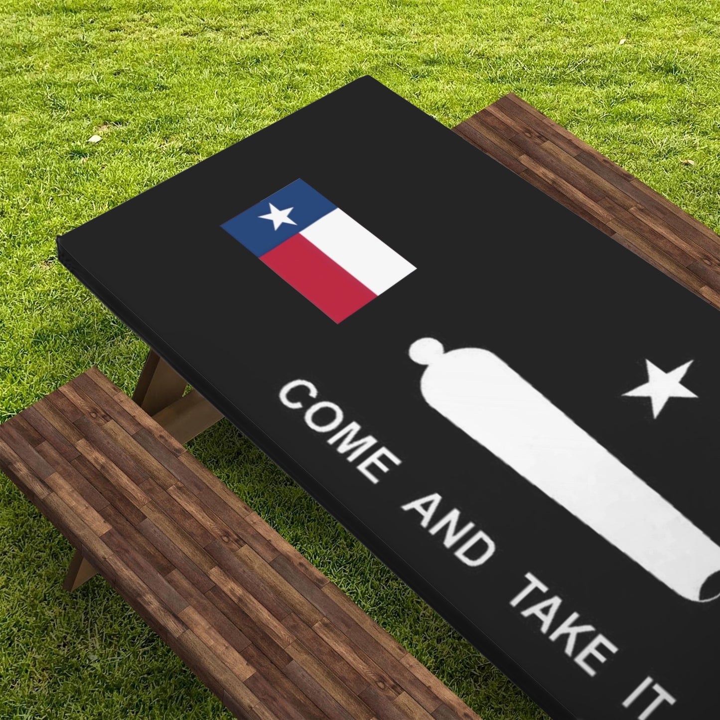 Come and Take It and Texas Flag Picnic Table Cover (72" x 30") (Made in the USA)