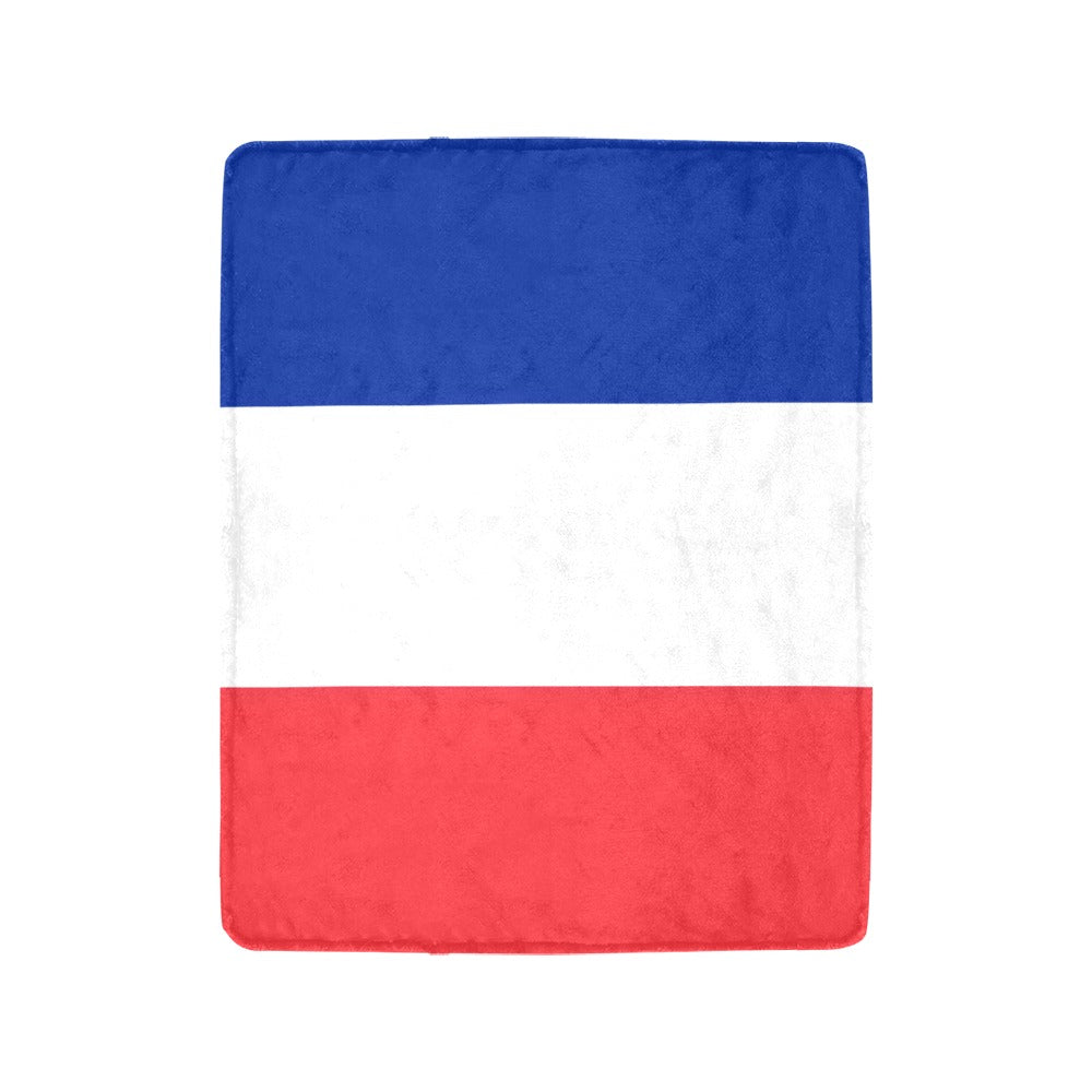 "Luv My Flag blanket with blue, white, red stripes."