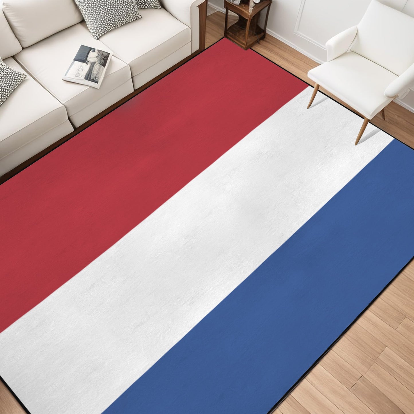 Netherlands Flag Inspired 84x60 Inch Area Rug with Black Binding (Made in the USA)