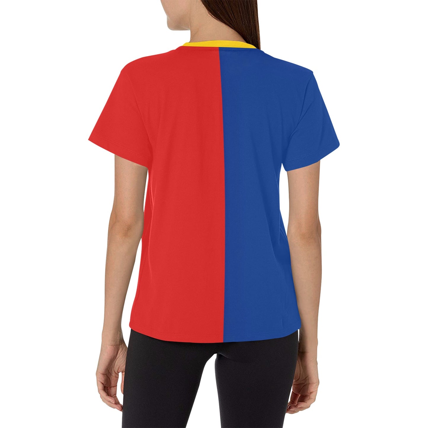 Romania Flag Inspired Women's All Over Print Crew Neck T-Shirt(T40-2)(Made in Queens)