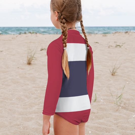 Thailand Flag Little Girls' Long Sleeve One-Piece Swimsuit