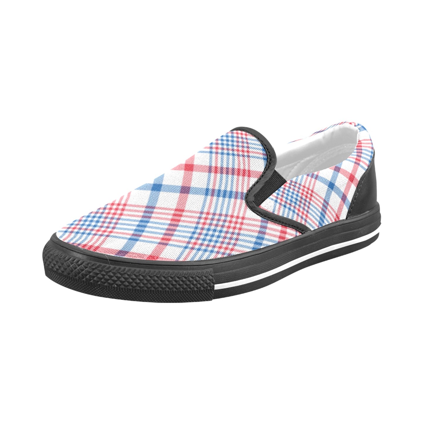 USA/American Flag Inspired Plaid Pattern Men's Slip-on Canvas Shoes