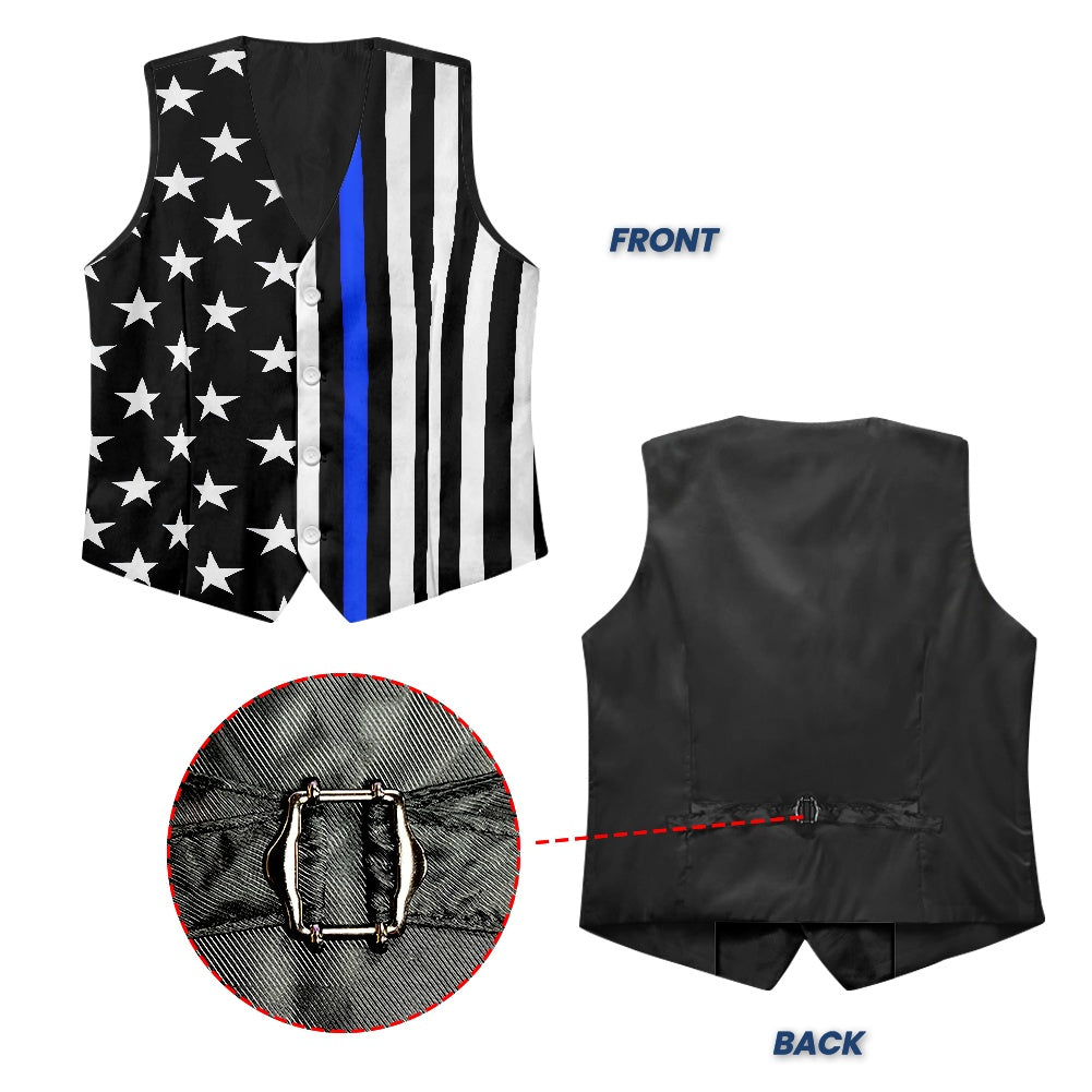 Thin Blue Line Flag Inspired Suit Vest Jacket (subdued)