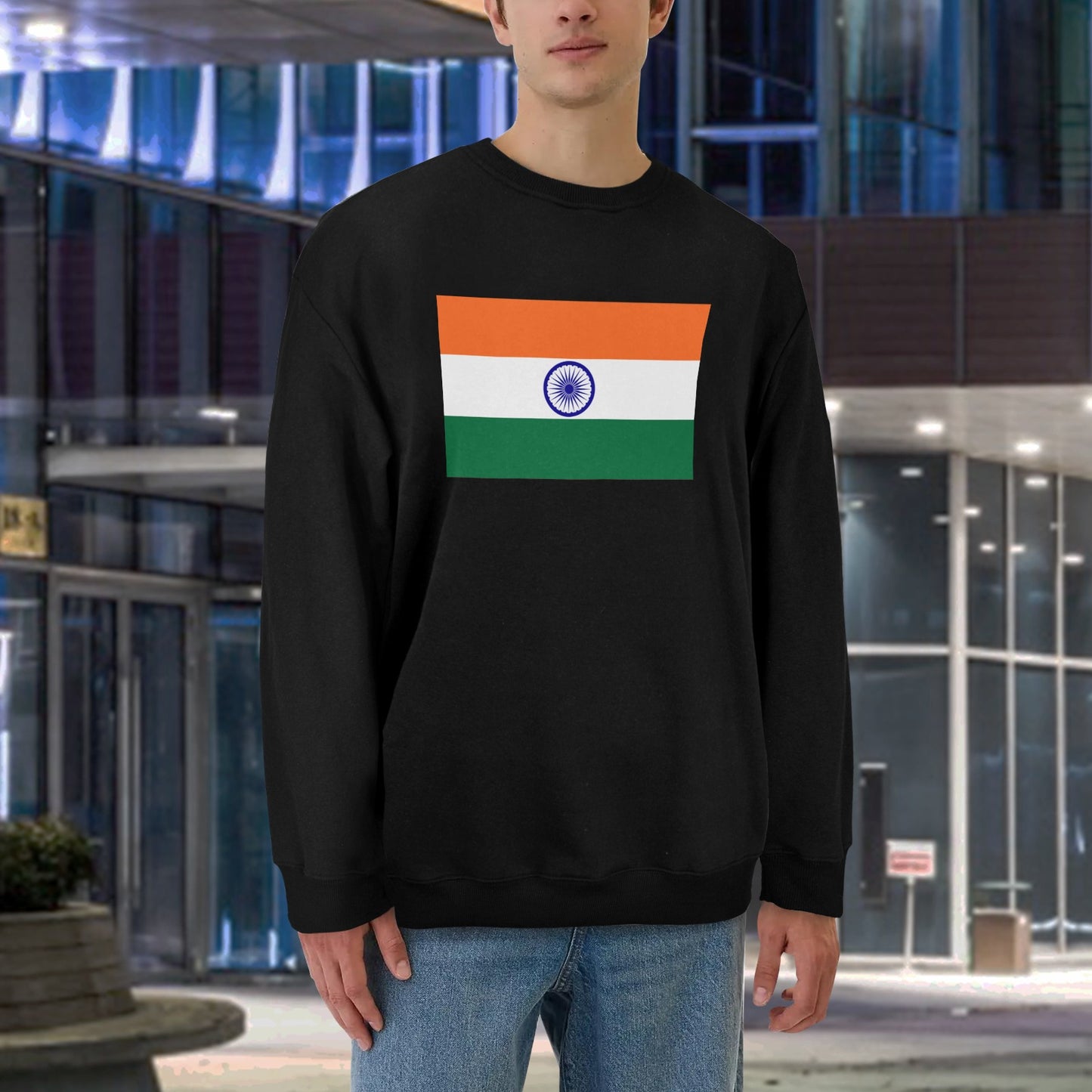 India Flag Unisex Fleece Sweatshirt (Made in the USA)