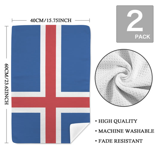 Iceland Flag Inspired Kitchen Towel 40X60cm (Pack of 2) | Printed In the USA