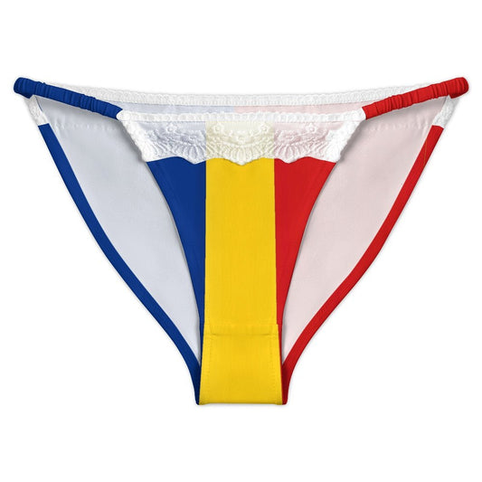 Romania Flag Design Lace Trim Underwear