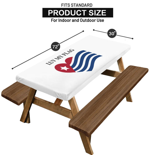 LUV MY FLAG LOGO Picnic Table Cover (72" x 30") (Made in the USA)