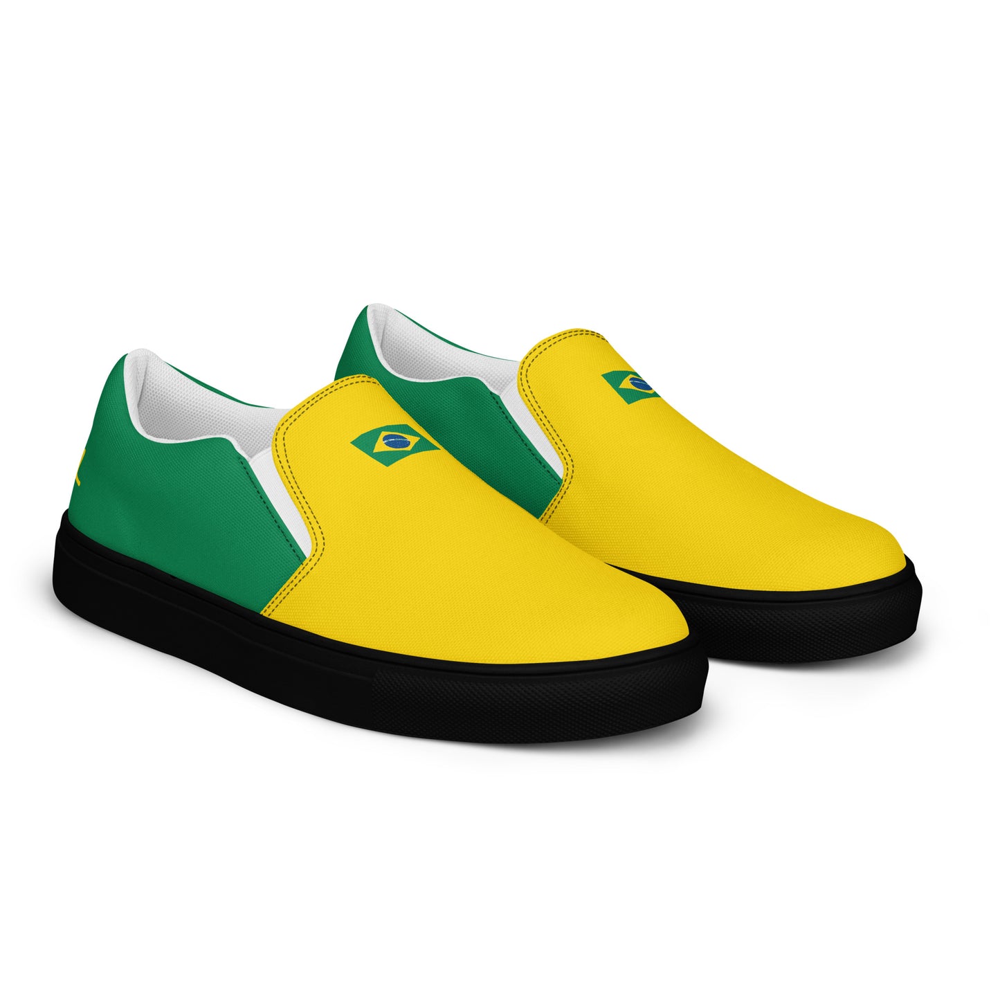 Bold Brazil Flag Inspired Womens Canvas Slip-On Shoes – Comfortable, Stylish Footwear for Patriotic Pride - Luv My Flag