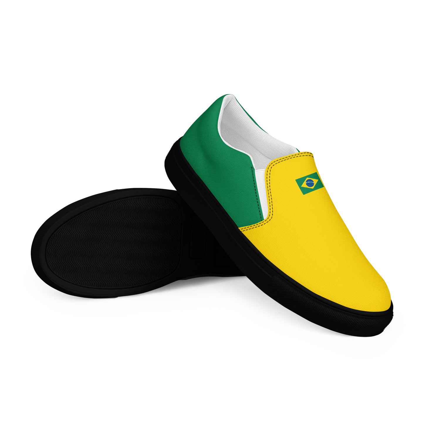 Bold Brazil Flag Inspired Womens Canvas Slip-On Shoes – Comfortable, Stylish Footwear for Patriotic Pride - Luv My Flag