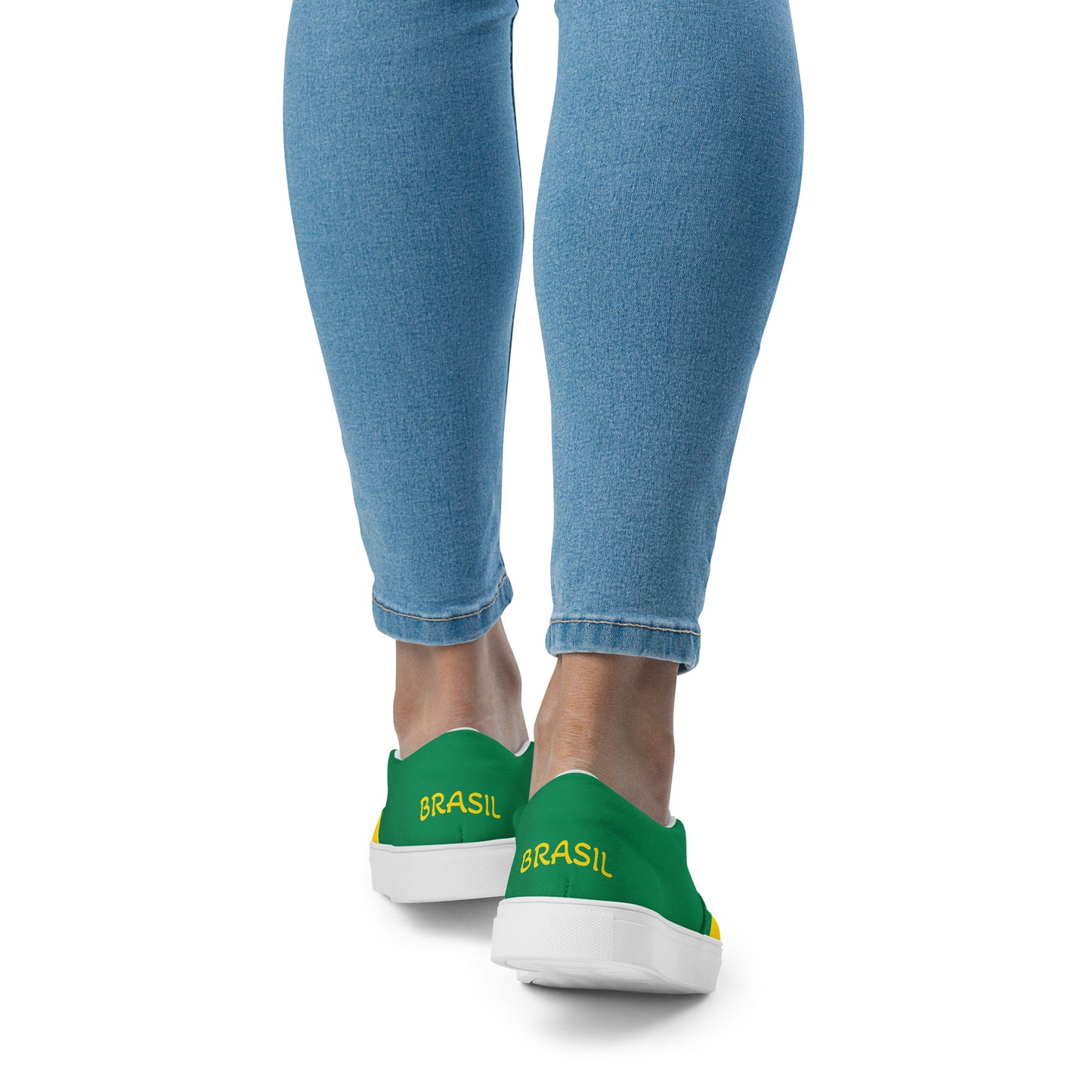 Bold Brazil Flag Inspired Womens Canvas Slip-On Shoes – Comfortable, Stylish Footwear for Patriotic Pride - Luv My Flag