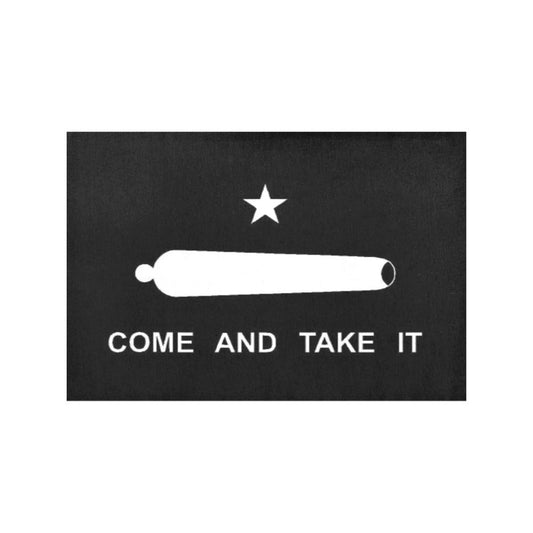 Black flag with white star and cannon design, featuring the text COME AND TAKE IT