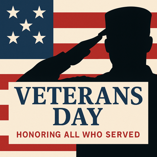 patriotic Veterans Day design with silhouette of soldier and American flag from LuvMyFlag