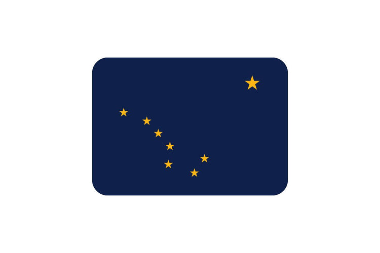 Alaska state flag with a dark blue field featuring eight gold stars forming the Big Dipper and the North Star.