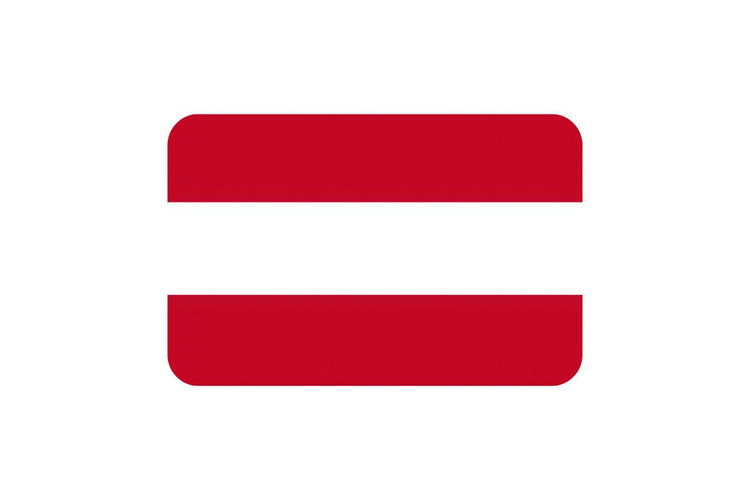 Austria flag with three horizontal stripes: red on the top and bottom, and white in the middle.
