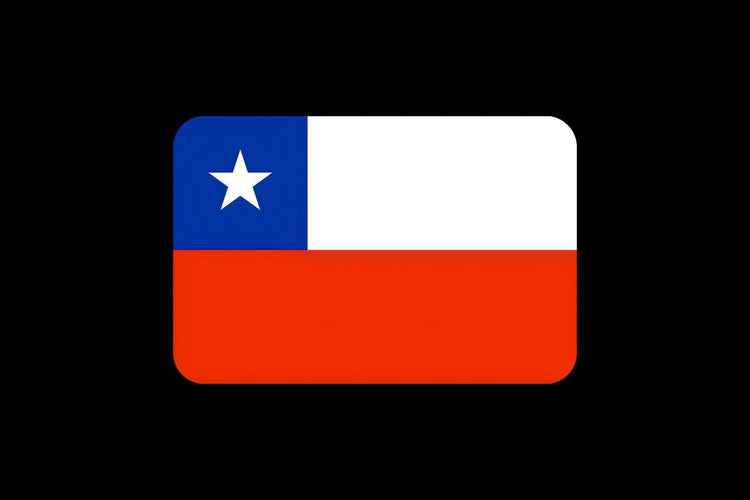 Chile flag with two horizontal bands—white on top and red on the bottom—and a blue square in the upper hoist-side corner containing a white five-pointed star.