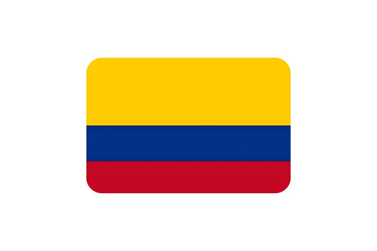 Colombia flag with three horizontal stripes: a large yellow band on top, and equal-sized blue and red bands below.