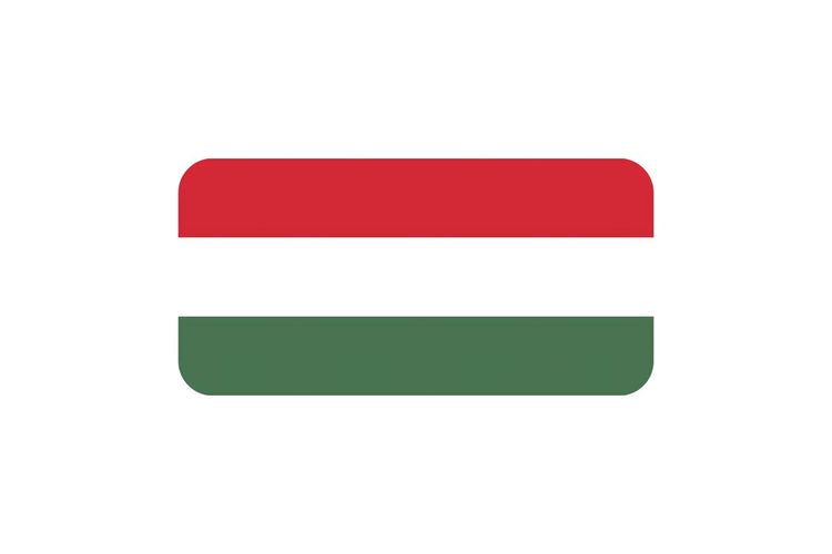 Hungary flag with three horizontal stripes in red, white, and green from top to bottom.