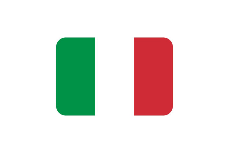 Italy flag with three vertical stripes in green, white, and red from left to right.