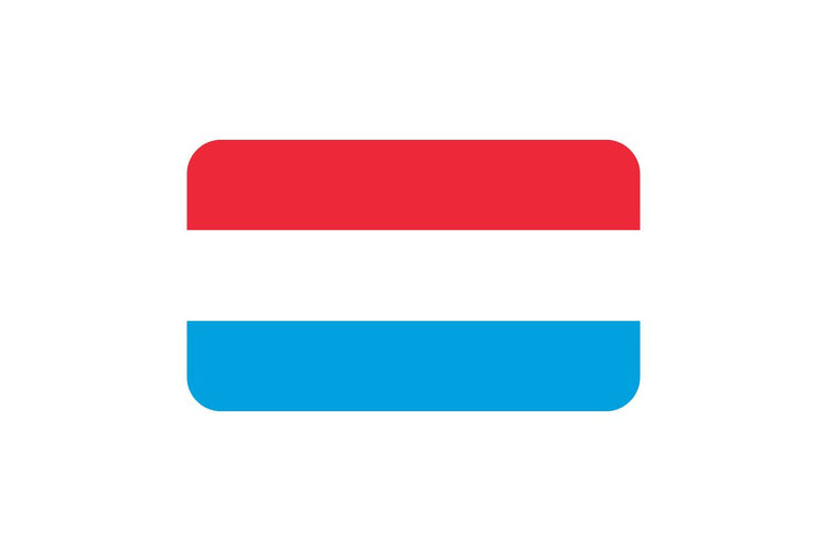 Luxembourg flag with three horizontal stripes in red, white, and light blue from top to bottom.