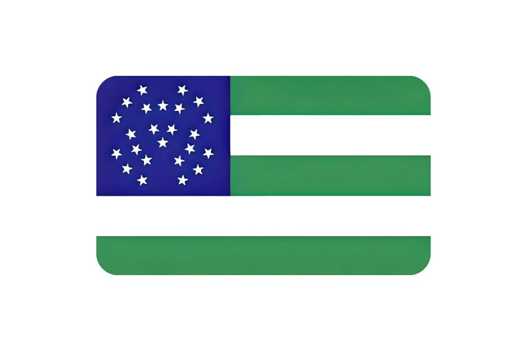 NYPD flag featuring five horizontal stripes alternating green and white, with a dark blue canton displaying 24 white stars arranged in a circular pattern.