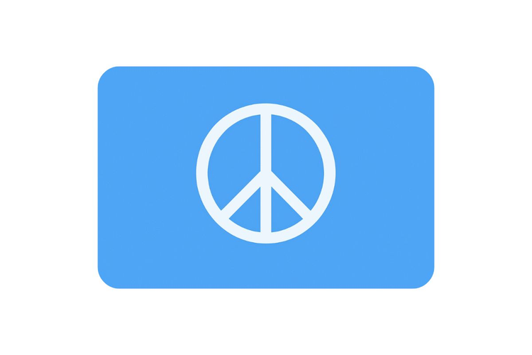 Peace symbol on a light blue flag