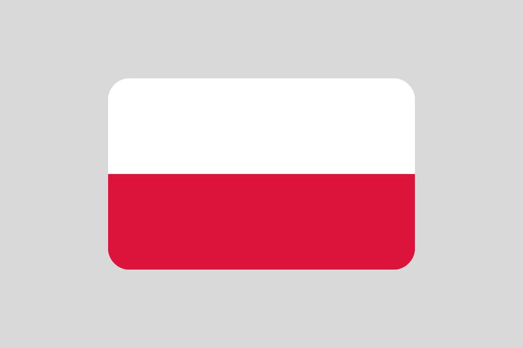 Poland flag with two horizontal stripes: white on the top and red on the bottom.