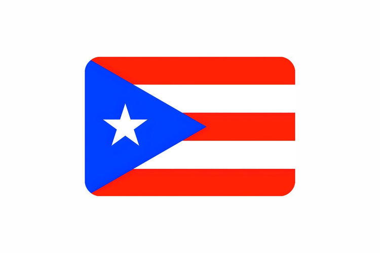 Puerto Rico flag with five horizontal stripes alternating red and white, and a blue triangle on the hoist side containing a single white star.