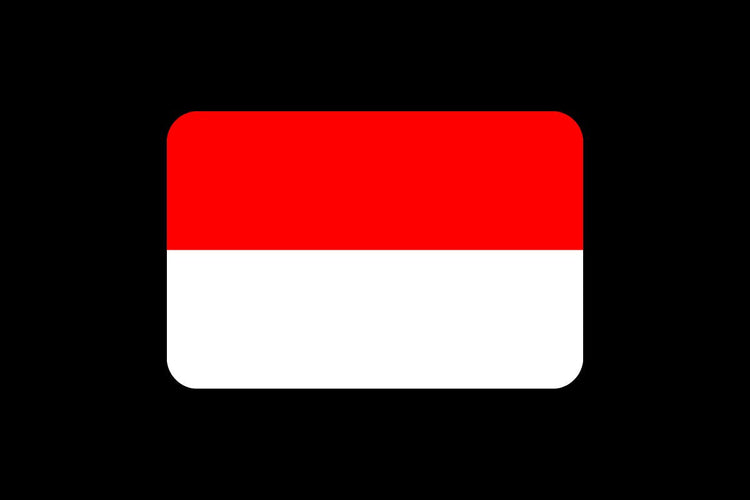Indonesia flag with two horizontal stripes: red on the top and white on the bottom.
