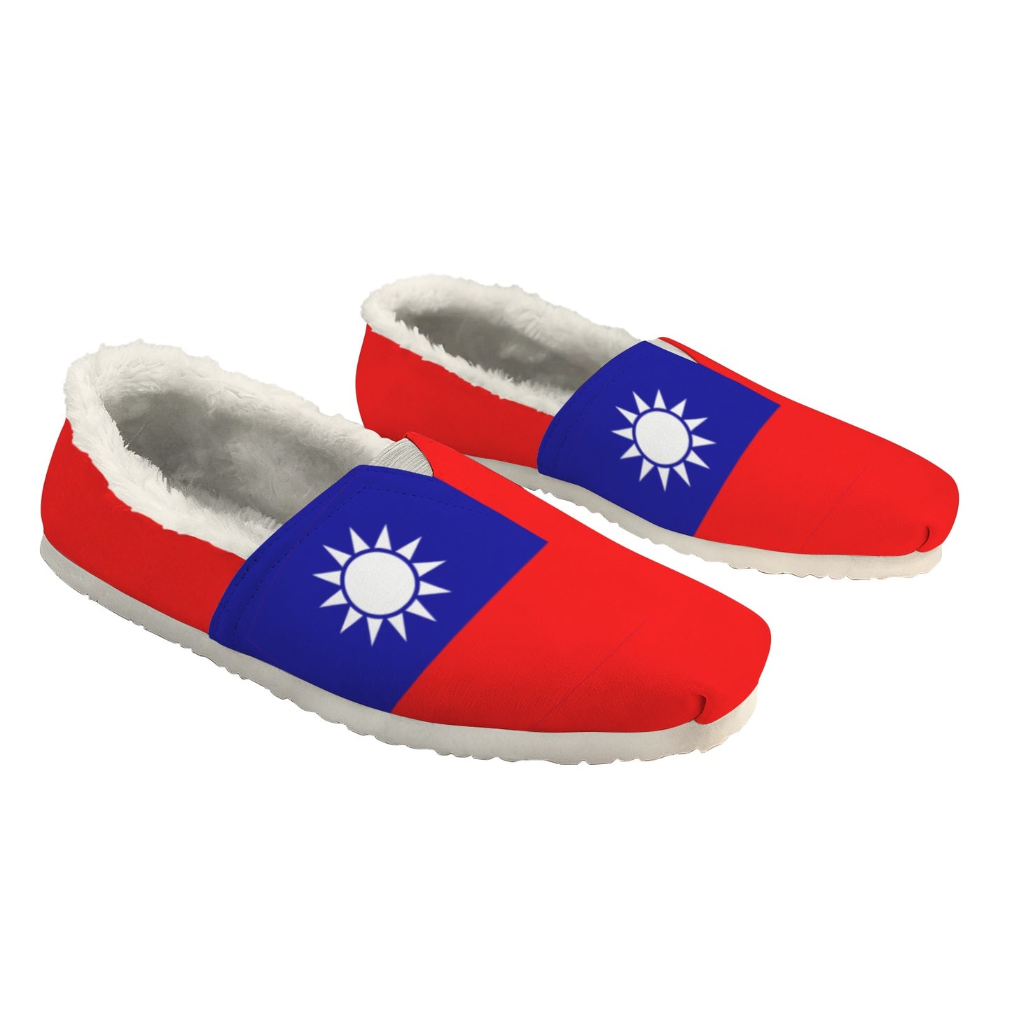 Taiwan Flag Inspired Women's Fleece-Lined Canvas Slip-On