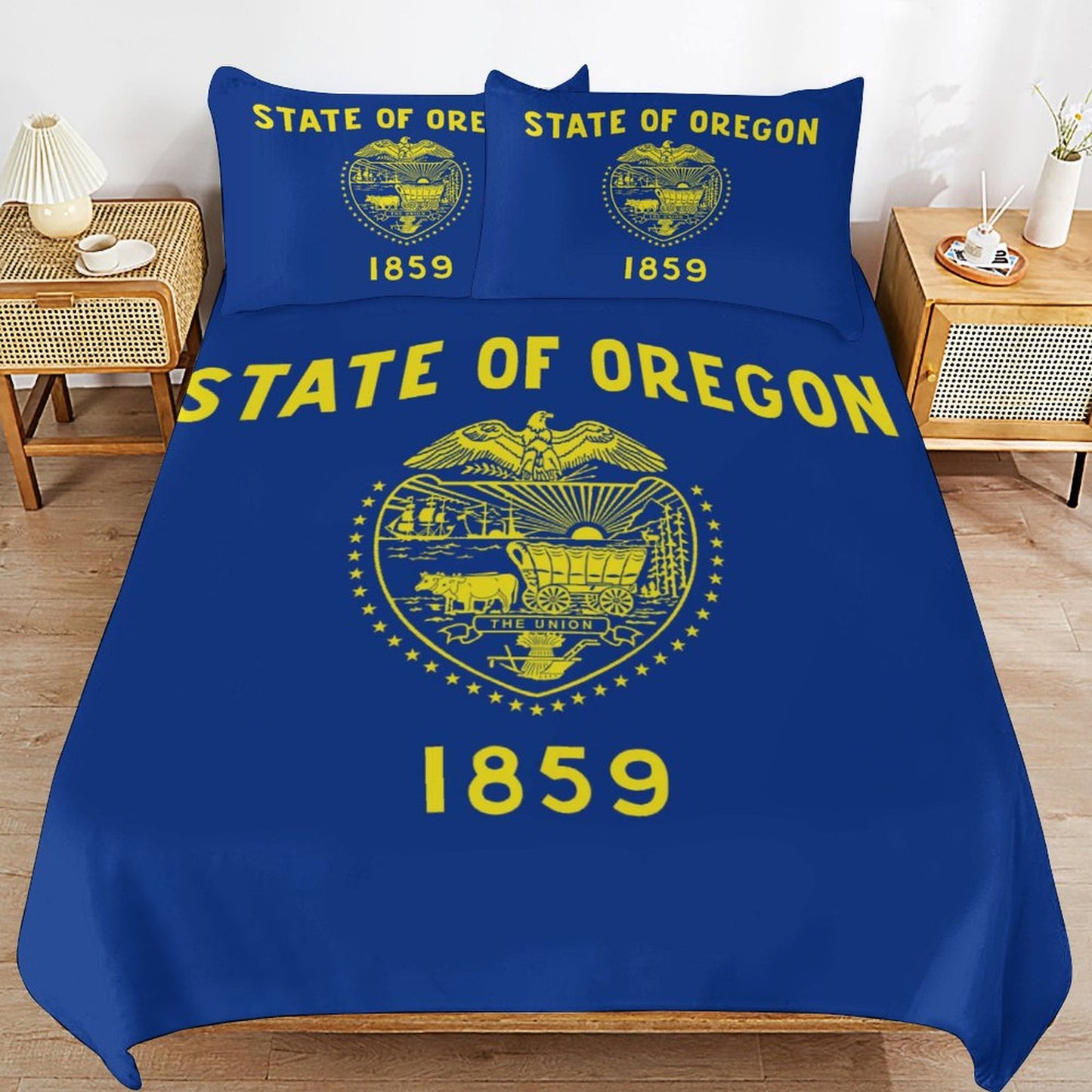 Oregon Flag Inspired 3-Piece Bedding Set (1 Duvet Cover + 2 Pillow Shams) – 102"×90"