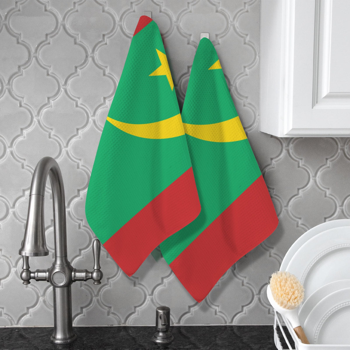 Mauritania Flag Inspired Kitchen Towel 40X60cm (Pack of 2) | Printed In the USA