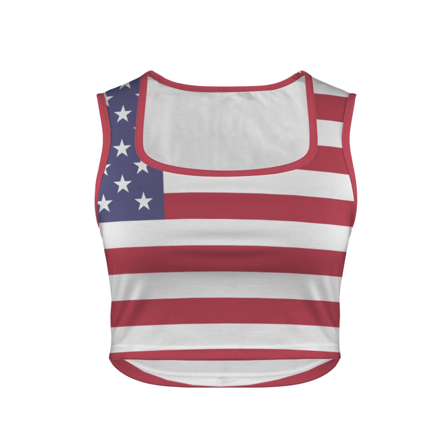 USA/American Flag Inspired Square Neck Crop Tank Tops