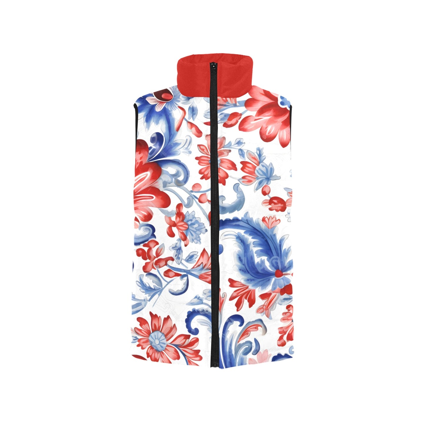 USA/American Flag Inspired Floral Pattern Women's Padded Vest