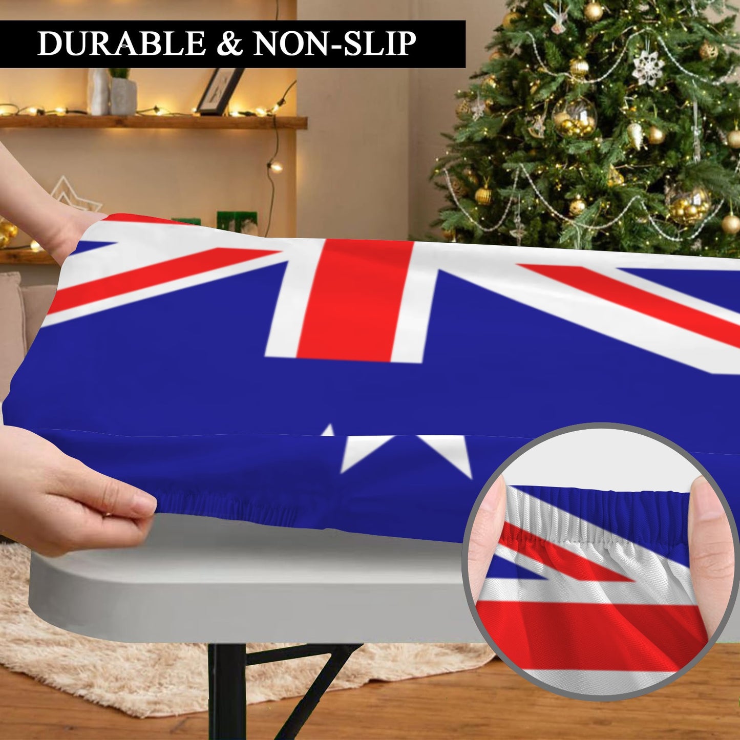 Australia Flag Inspired Custom Elastic Fitted Tablecloth 72x30 inch (Made in the USA)