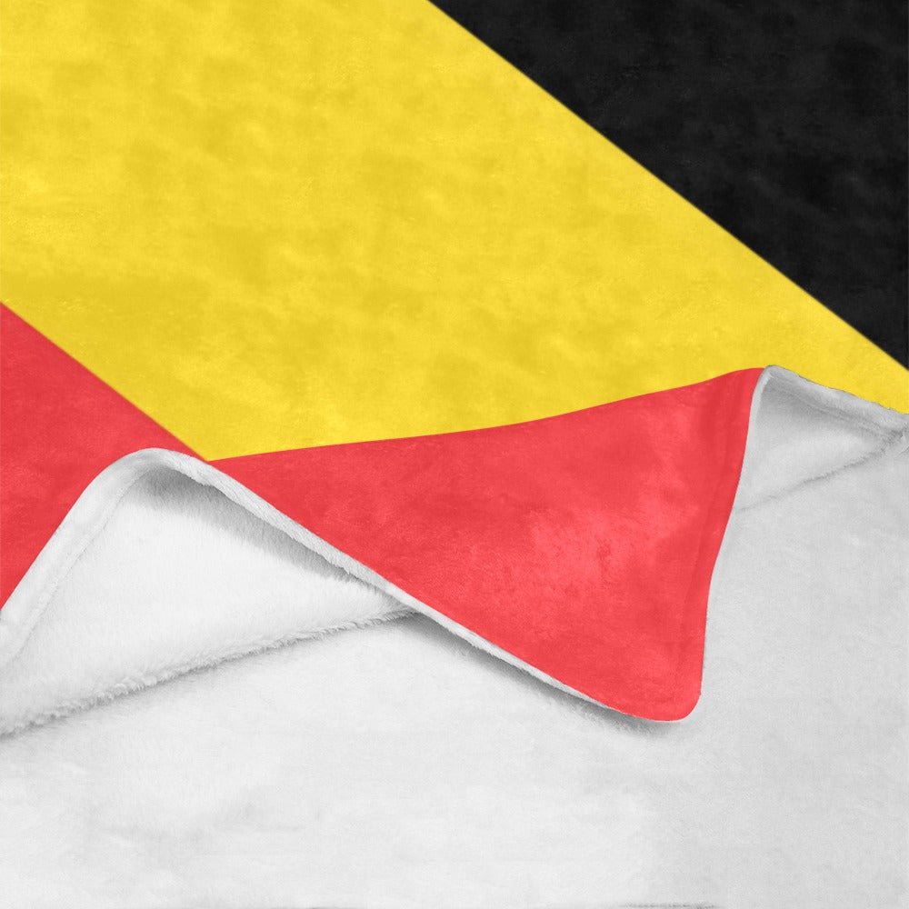 Fleece blanket with colorful diagonal stripes, "Luv My Flag".