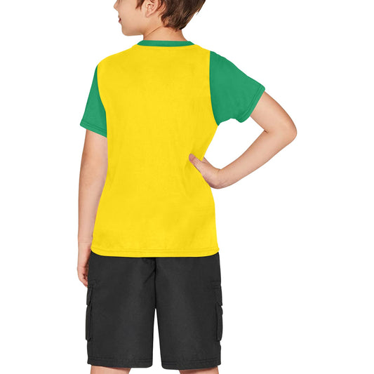 Brazil Flag Boys Crew Neck T-Shirt Made in the USA
