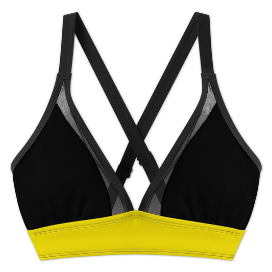 Thin Gold Line Flag Inspired Women's Mesh Drawstring Skirt and Swimsuit Set