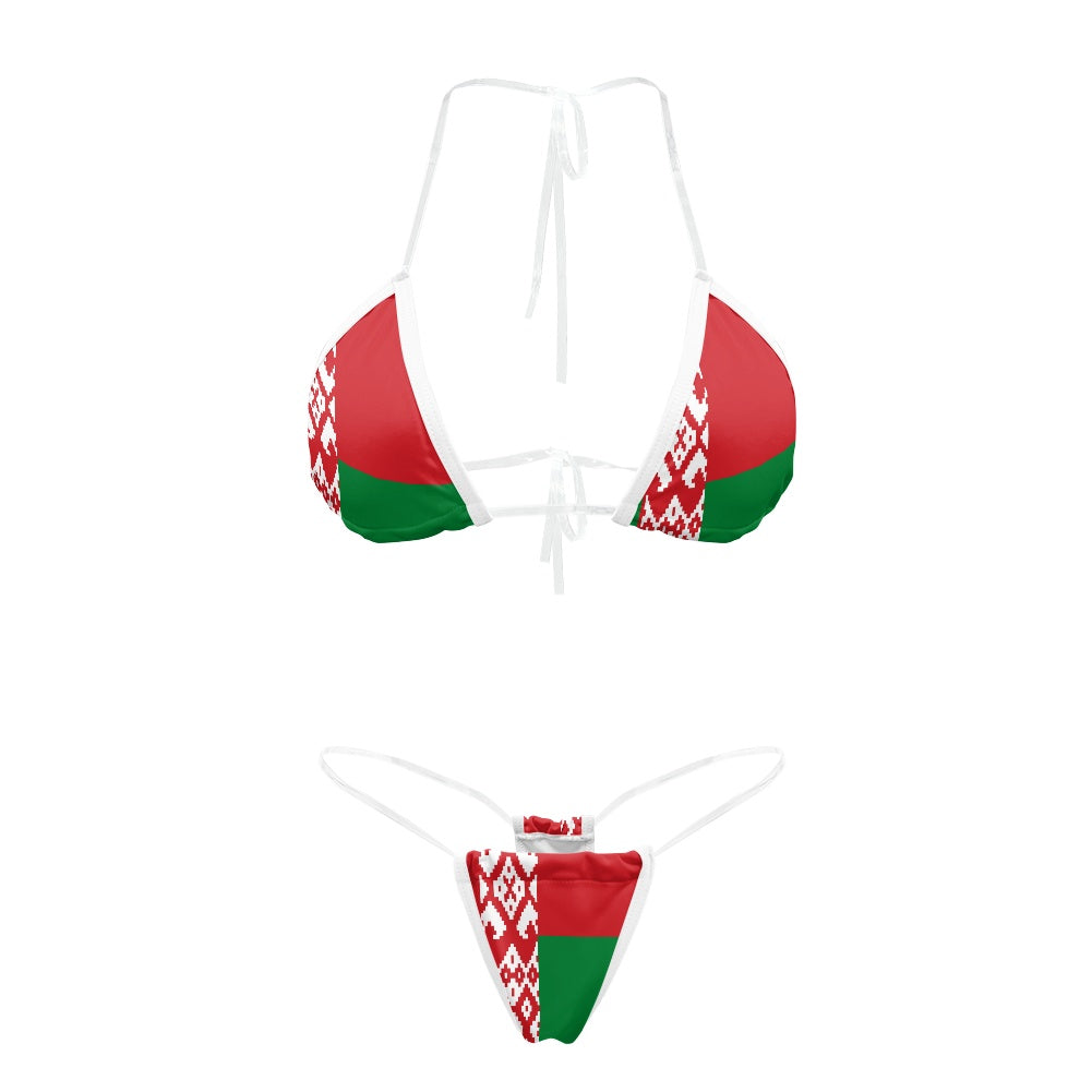 Belarus Flag Inspired Transparent String Bikini