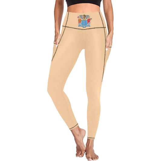 New Jersey Flag Inspired Women’s High Waist Leggings with Pockets