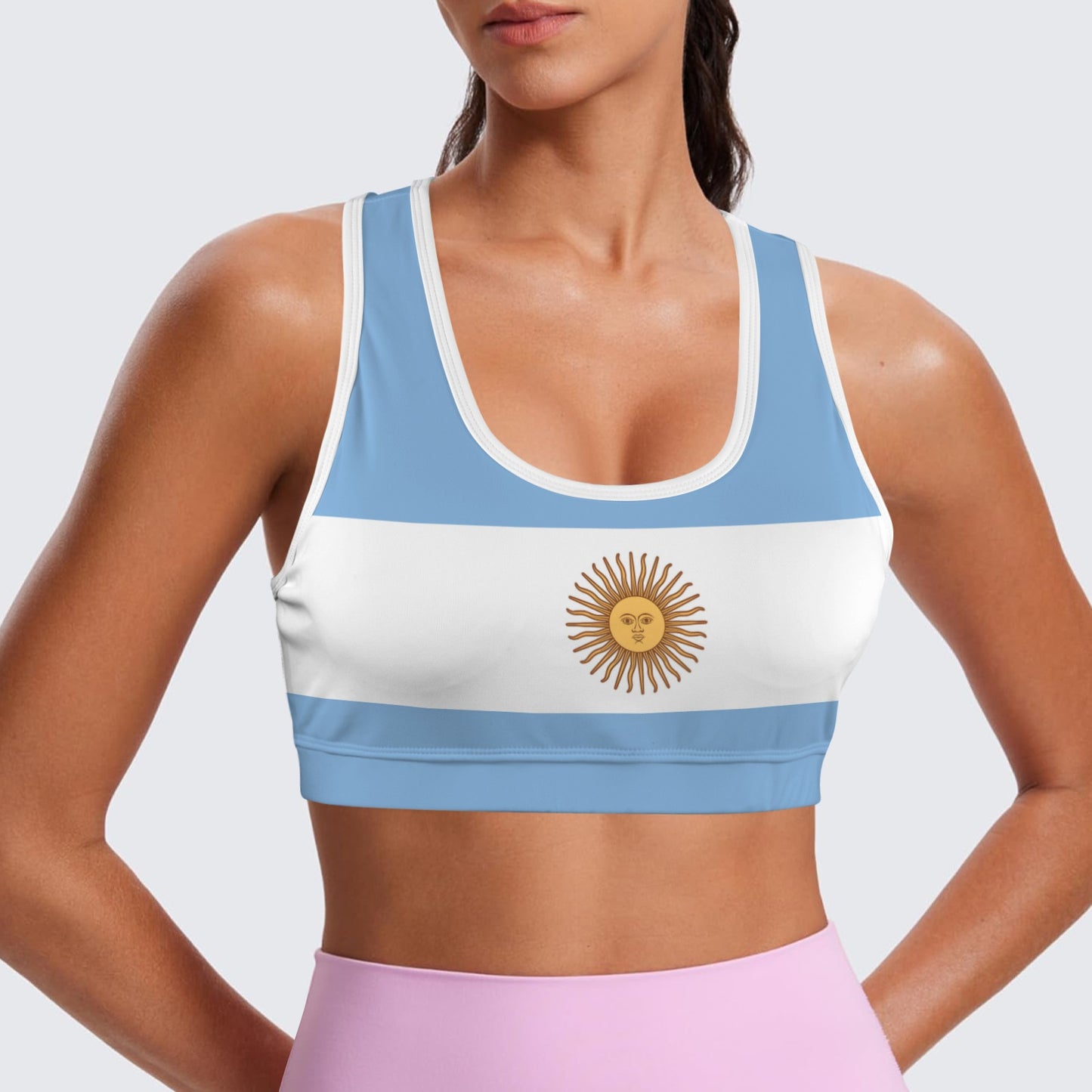 Argentina Flag Inspired Racerback Sports Bra