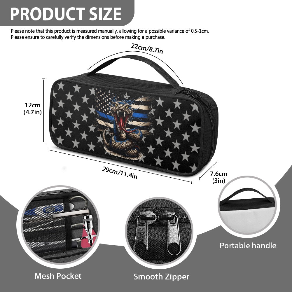 Thin Blue Line Flag Inspired Snake Stethoscope Storage Bag