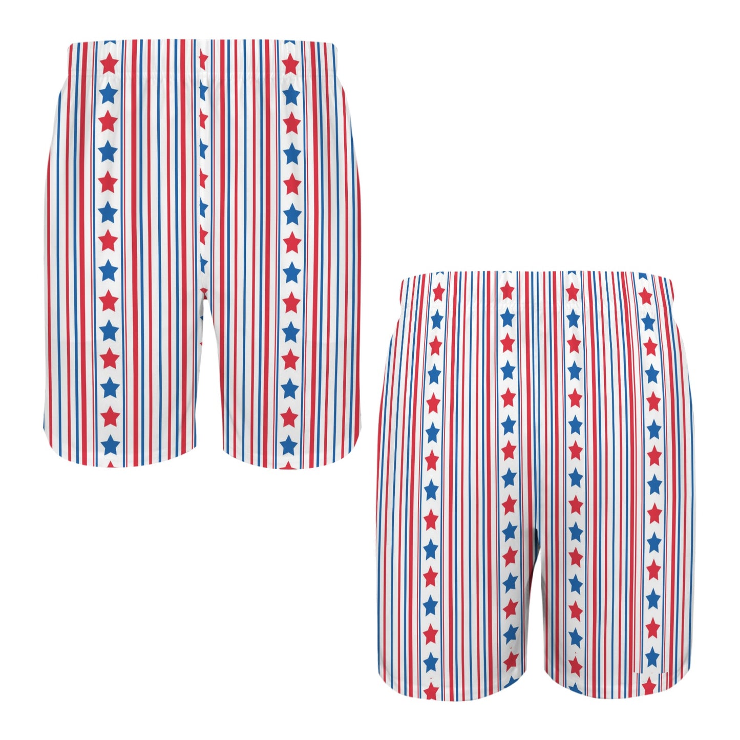 USA/American Flag Inspired Stars & Stripes Pattern Men’s Draw String Pocket Beach Shorts Printed in the USA