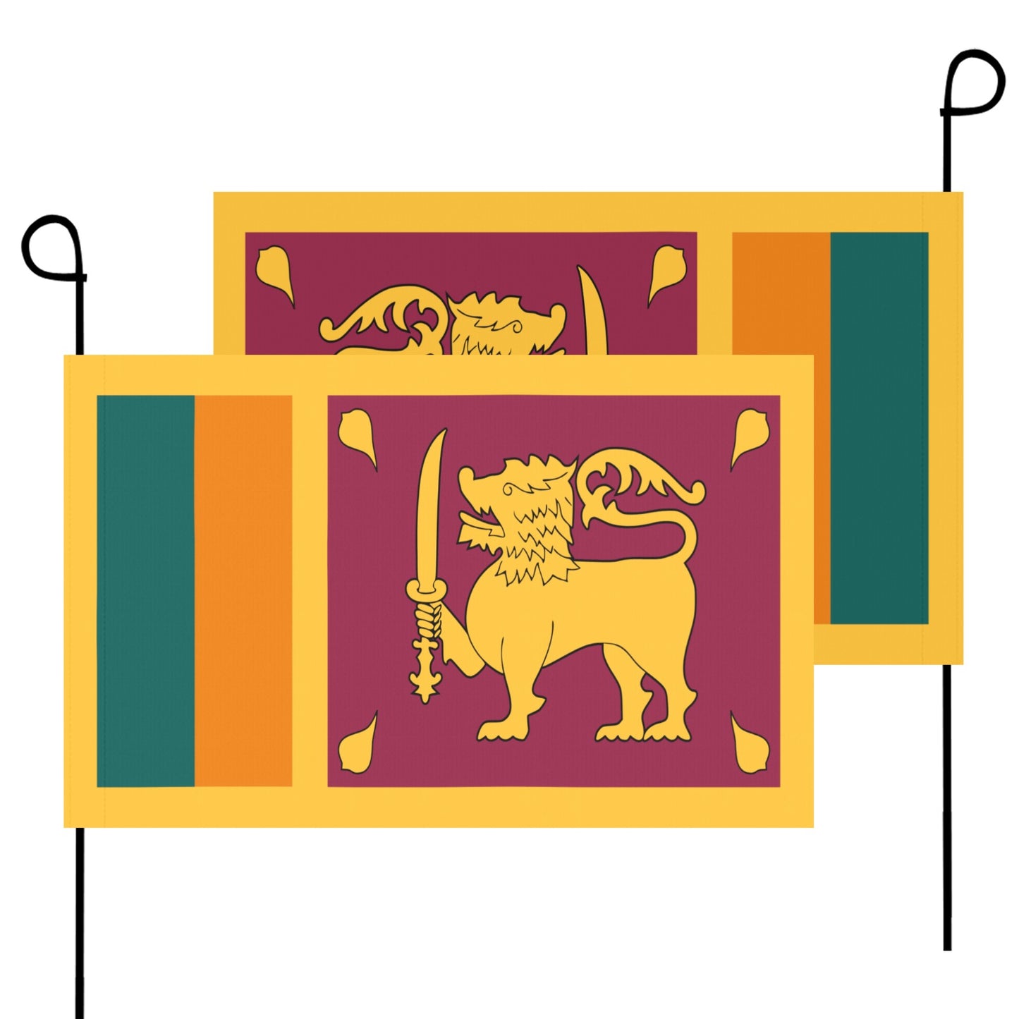 Two Sri Lanka flags by Luv My Flag, colorful design.